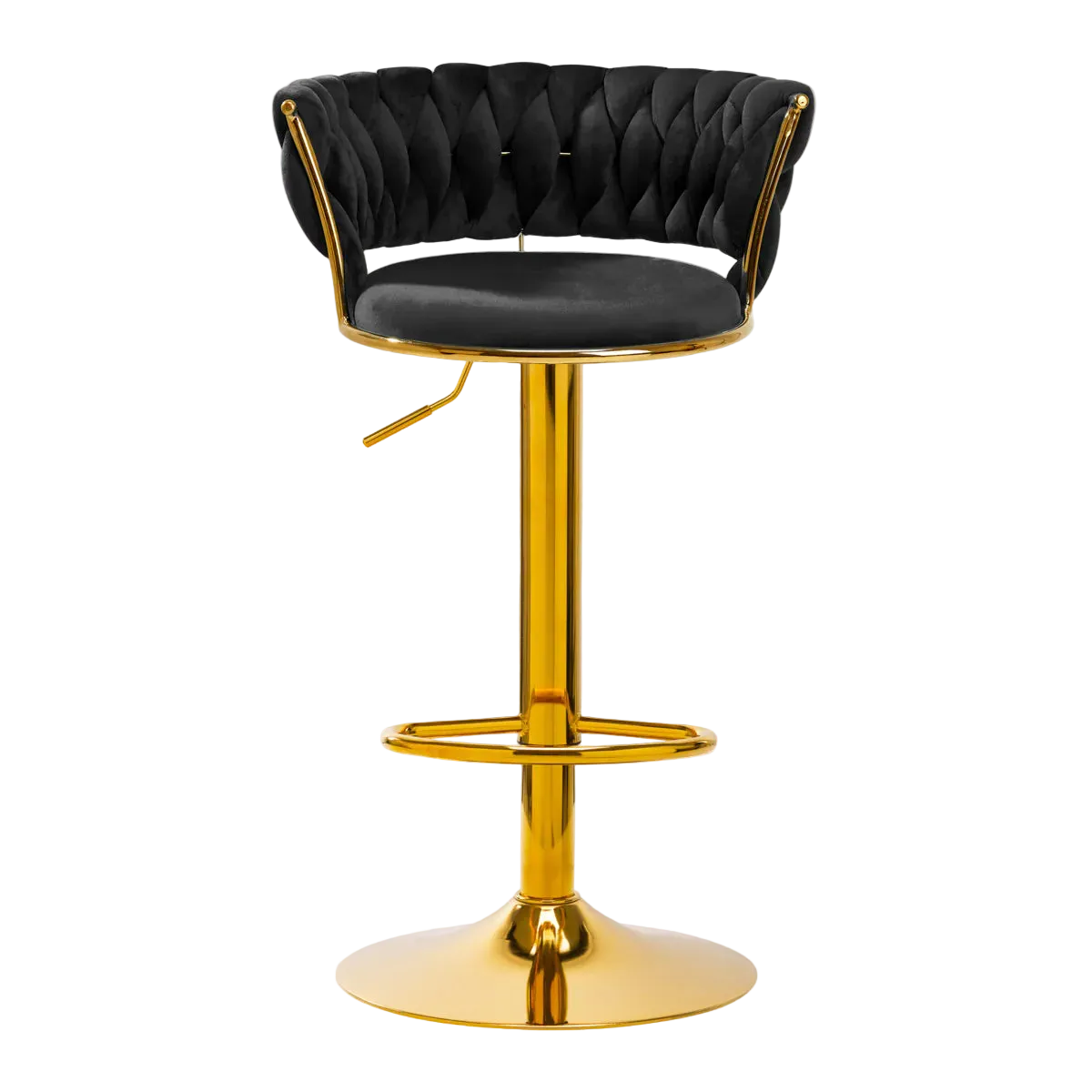 Tabouret haut en velours avec base dorée