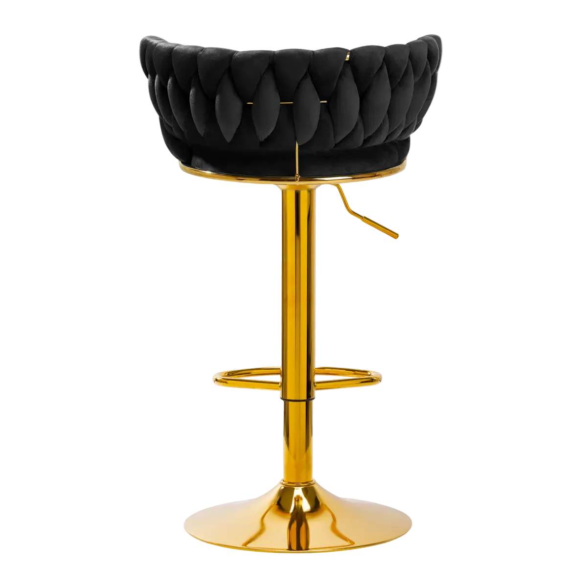 Tabouret haut en velours avec base dorée