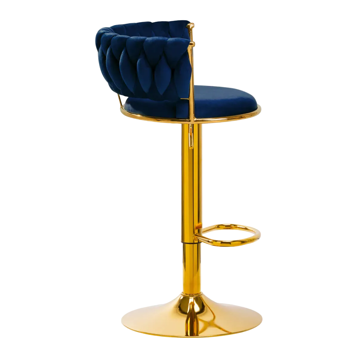 Tabouret haut en velours avec base dorée