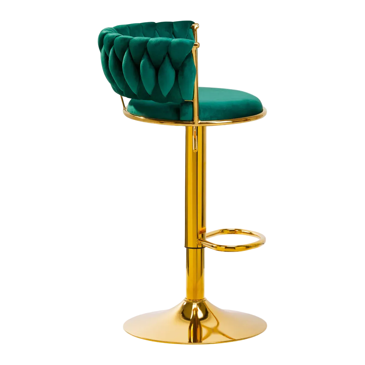 Tabouret haut en velours avec base dorée