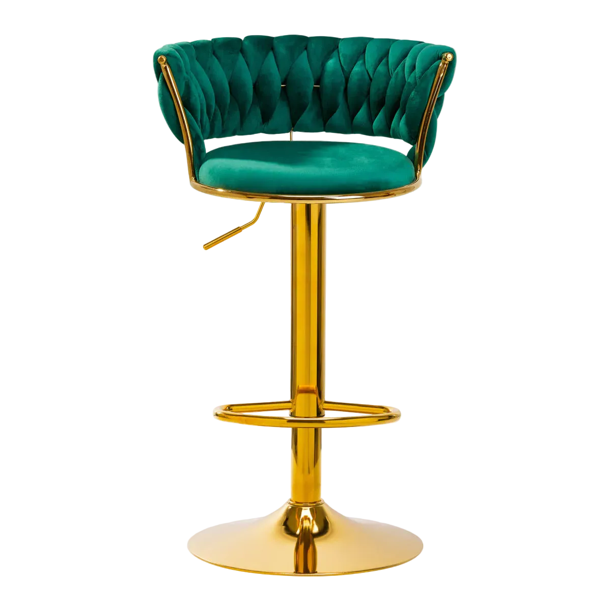 Tabouret haut en velours avec base dorée