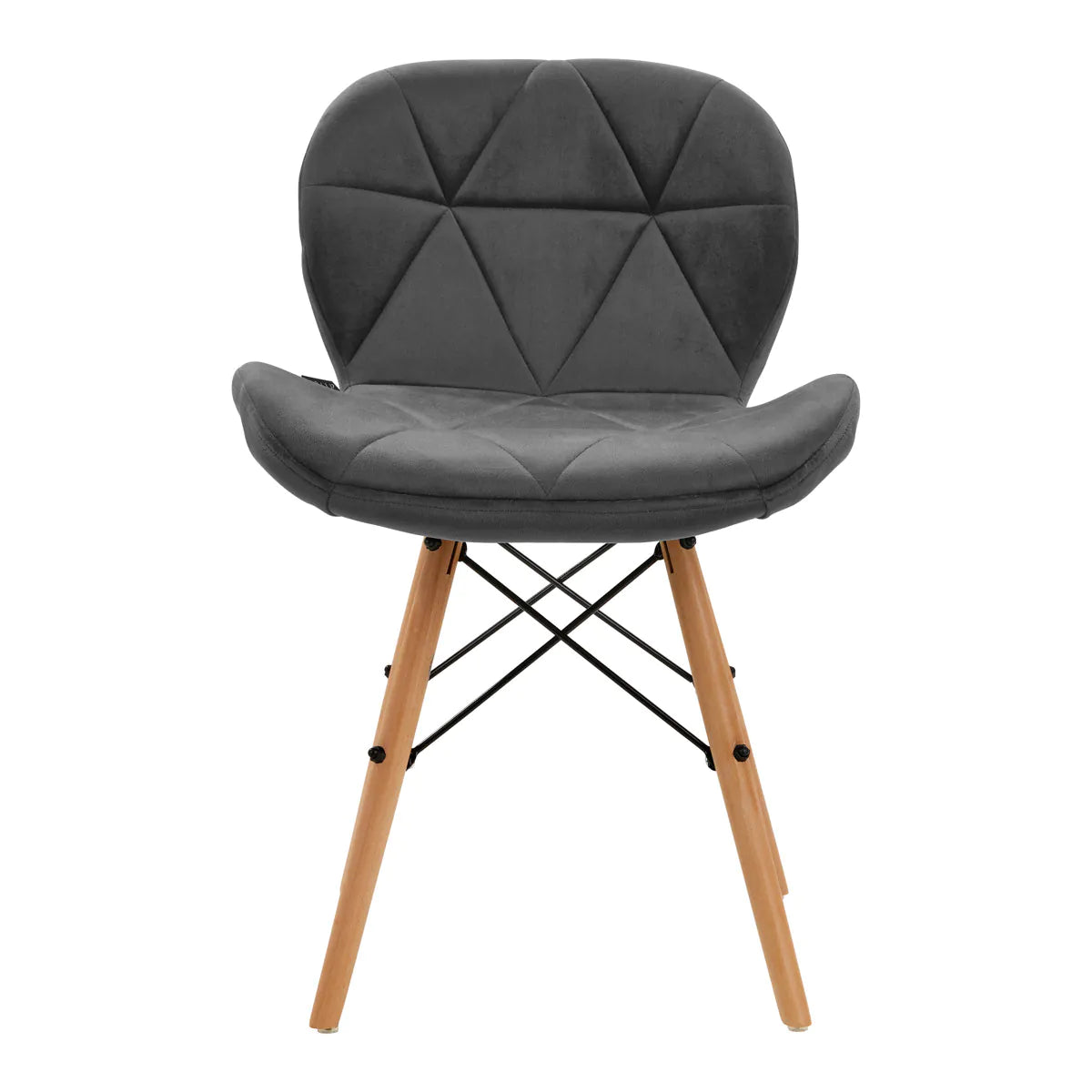 Silla terciopelo con patas de madera y diseño escandinavo