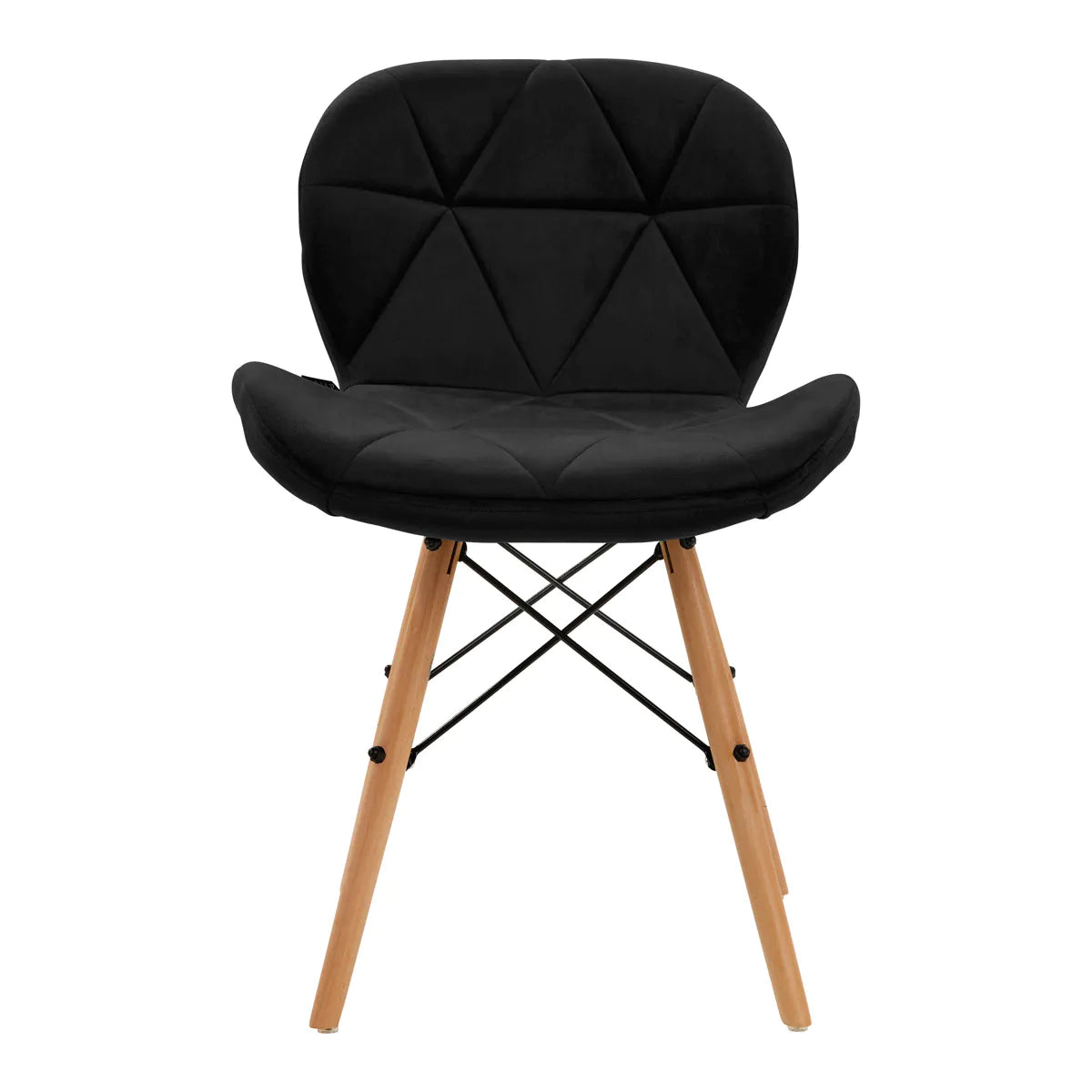Silla terciopelo con patas de madera y diseño escandinavo