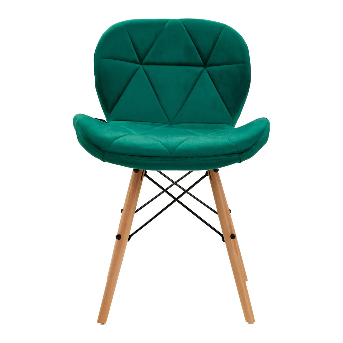 Silla terciopelo con patas de madera y diseño escandinavo
