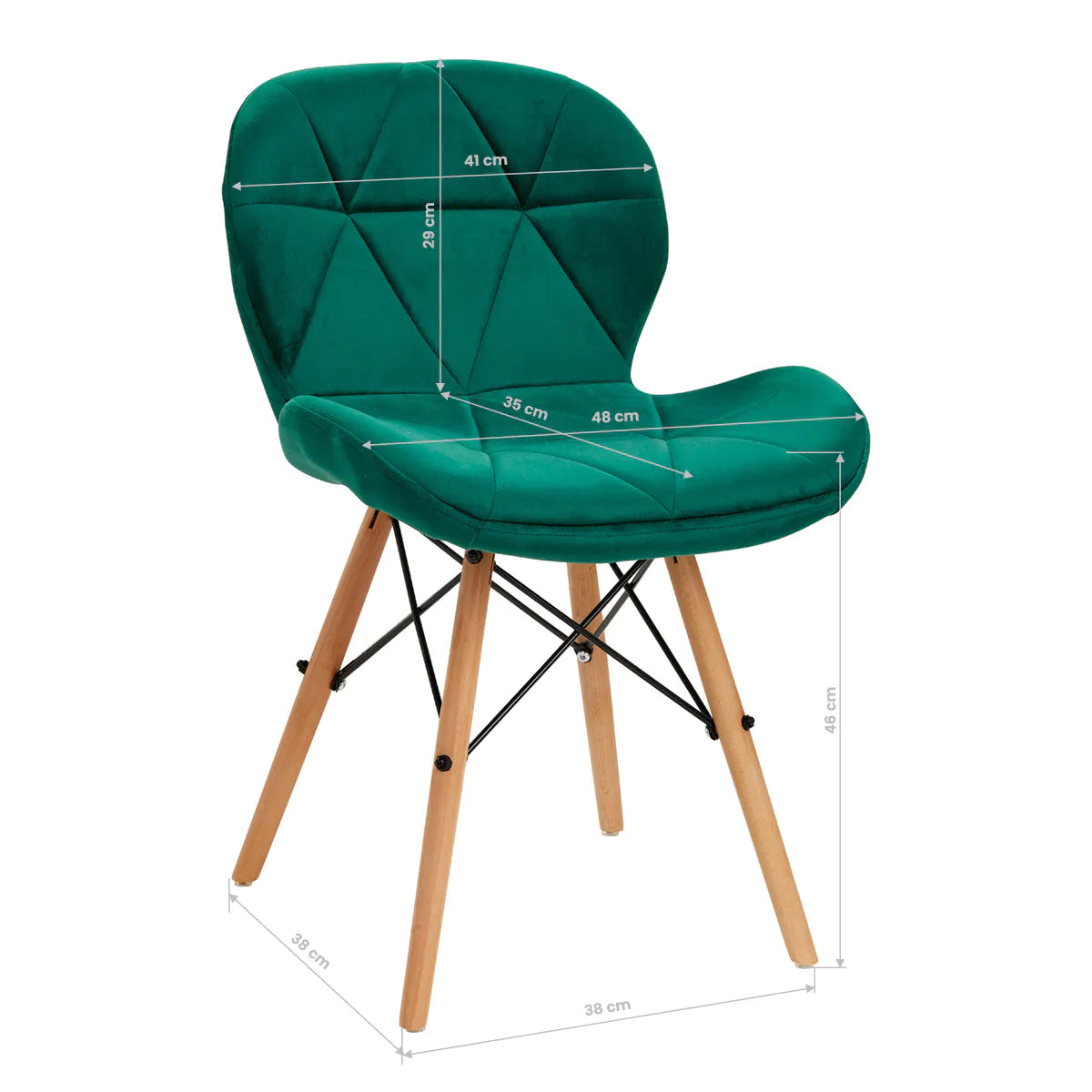 Silla terciopelo con patas de madera y diseño escandinavo