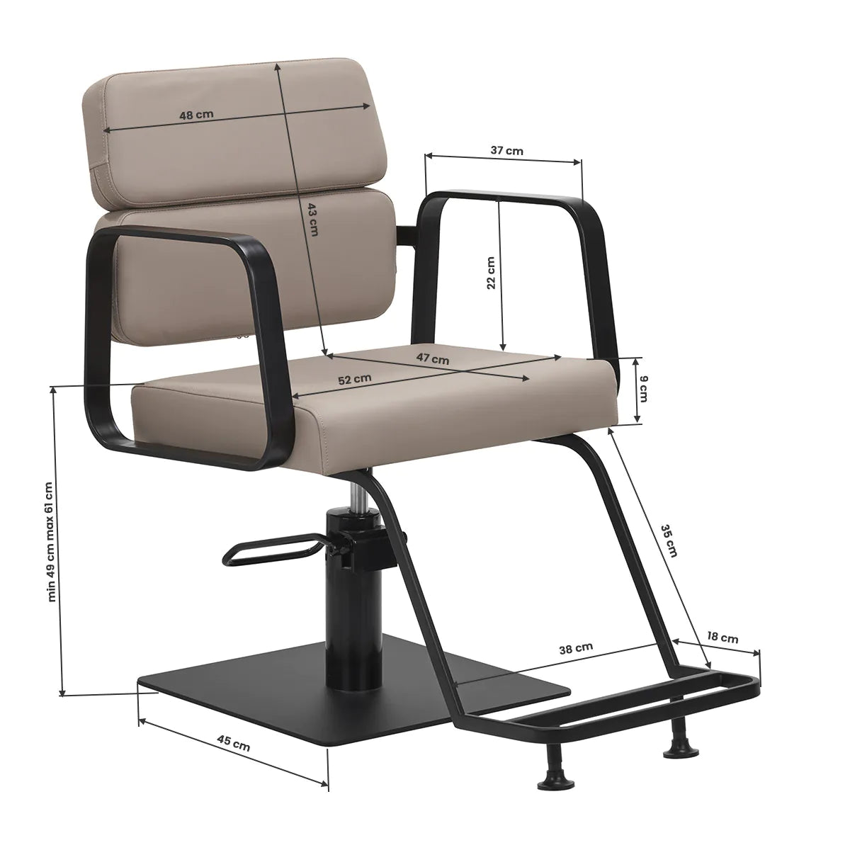 Fauteuil de coiffure Gabbiano Porto-BM noir beige