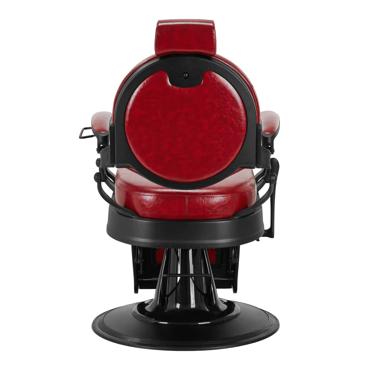 Sillón de Barbería Gabbiano President Elegante | Altura Hidráulica y Respaldo Reclinable Rojo Brillo Vintage