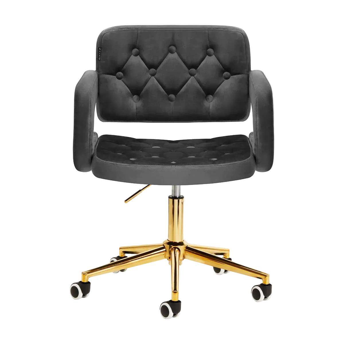 Chaise réglable en velours avec vérin à gaz et rotation à 360º