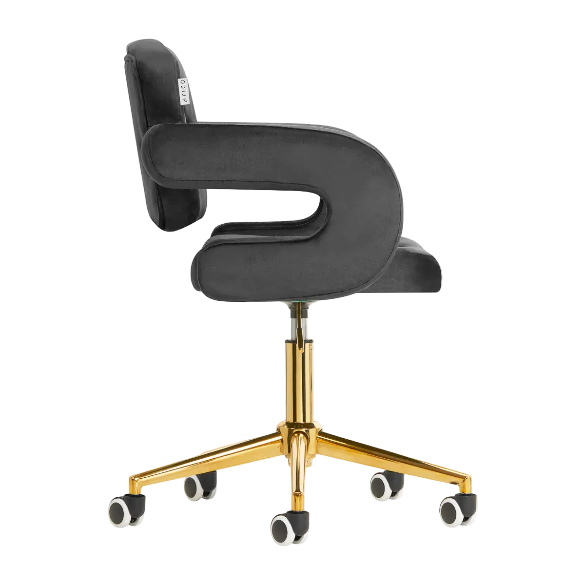 Chaise réglable en velours avec vérin à gaz et rotation à 360º