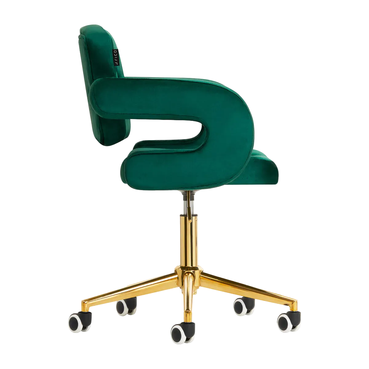 Chaise réglable en velours avec vérin à gaz et rotation à 360º