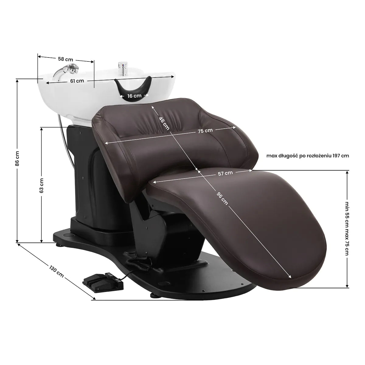Bac de lavage électrique pour coiffeur Gabbiano TRYCHO noir