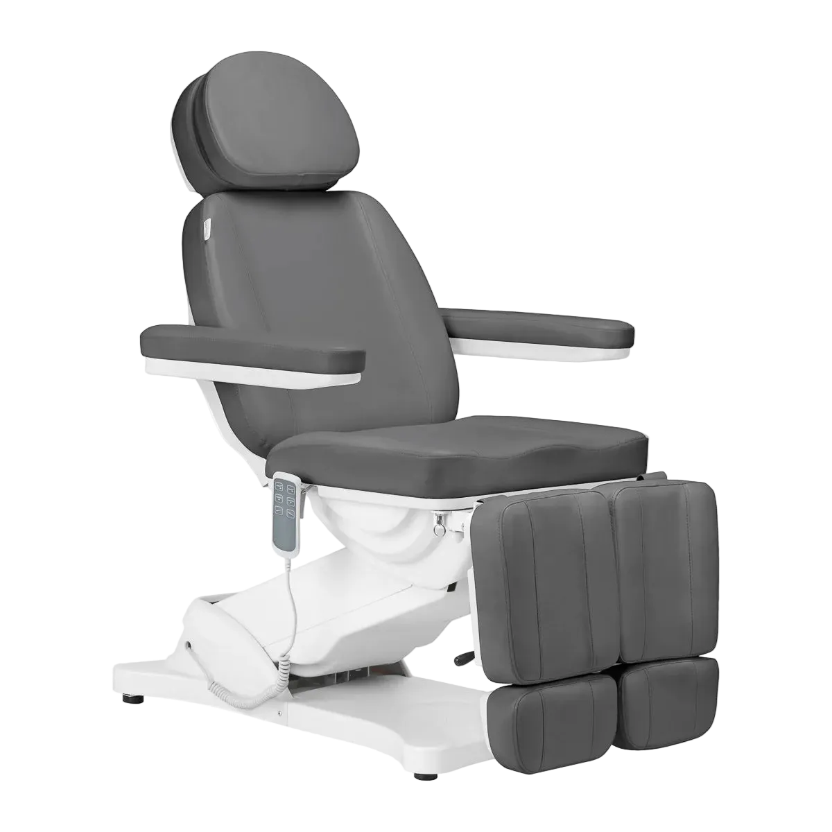 Sillón Eléctrico de Pedicura: Reposapiés Dividido, Inclinación Lateral y Máximo Confort para Podología y Estética, color gris