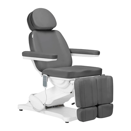 Sillón Eléctrico de Pedicura: Reposapiés Dividido, Inclinación Lateral y Máximo Confort para Podología y Estética, color gris