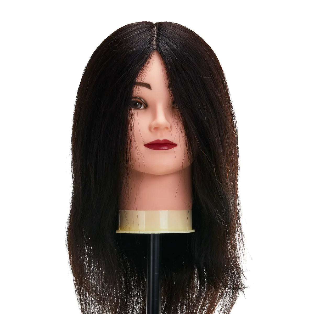 Cabeza de Prácticas Femenina Gabbiano WZ1 en Cabello Natural Negro: Maniquí Profesional para Peluquería (30 cm)