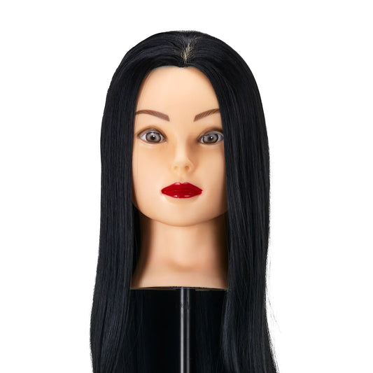 Cabeza de Prácticas Femenina Gabbiano WZ2 en Tono Negro: Maniquí Profesional para Peluquería (55 cm)