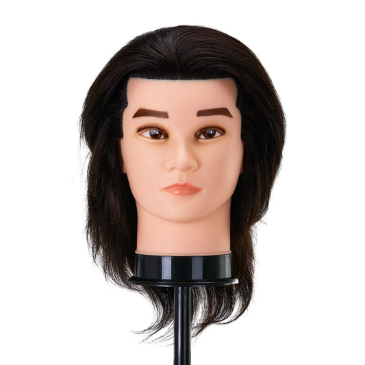 Cabeza de Prácticas Masculina Gabbiano WZ3 en Cabello Natural Negro: Maniquí Profesional para Peluquería