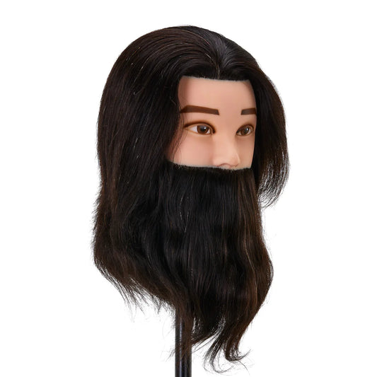 Gabbiano WZ4 training head with beard, natural hair, color 1#, length 8"+6" 