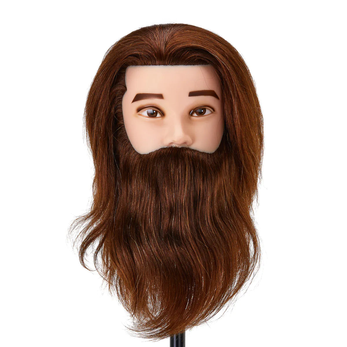 Cabeza de Prácticas Masculina con Barba Gabbiano WZ4 en Cabello Natural Castaño: Maniquí Profesional para Barbería