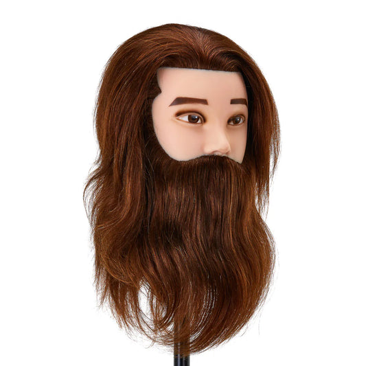 Gabbiano WZ4 training head with beard, natural hair, color 4#, length 8"+6" 