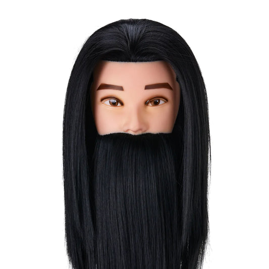 Cabeza de Prácticas Masculina con Barba Gabbiano WZ4 (Negro): Maniquí de Entrenamiento de Peluquería y Barbería
