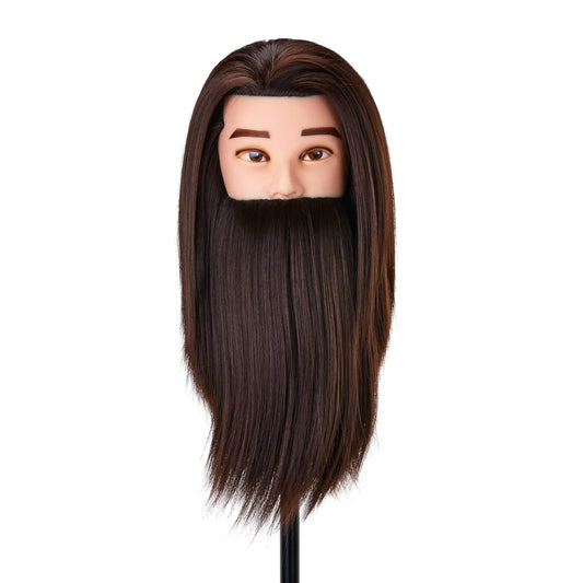 Gabbiano WZ4 training head with beard, synthetic hair, color 4#, length 8"+6" 
