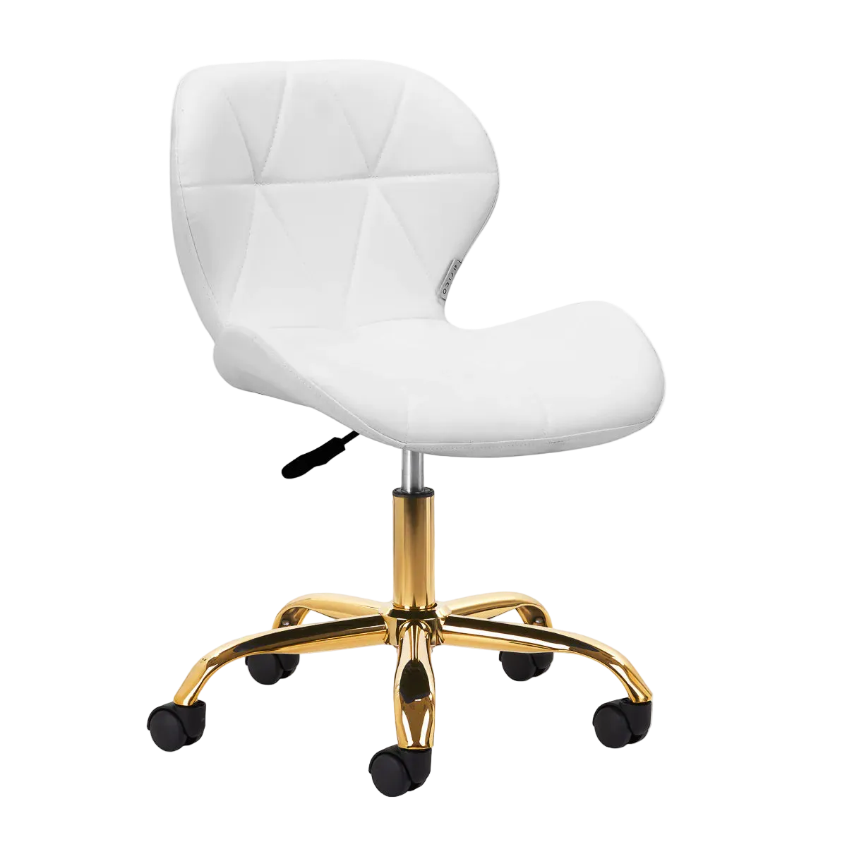Silla de Estética Ergonómica con Elevación a Gas, Base Dorada y Tapicería en Cuero Sintético para Salones de Belleza y Uñas