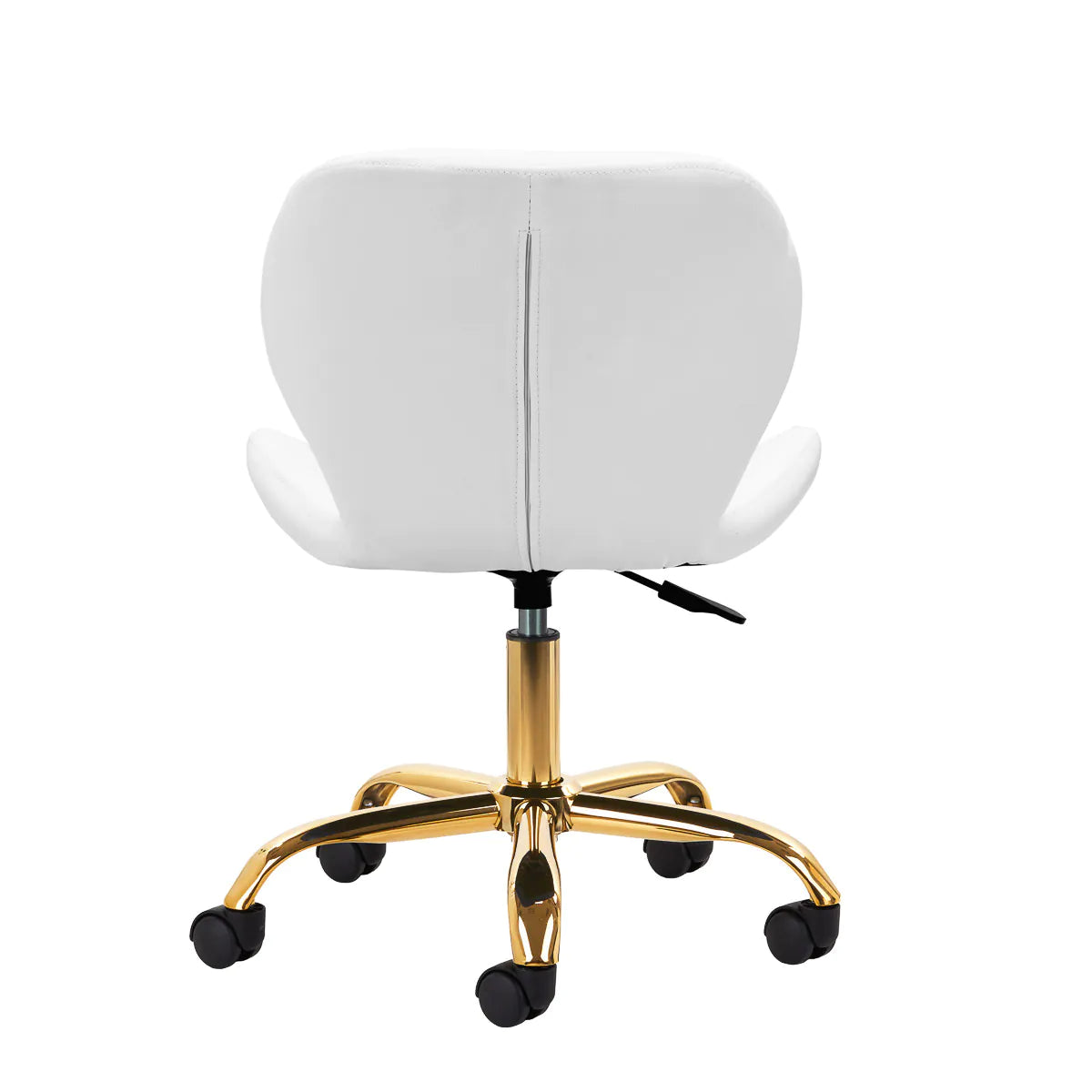 Silla de Estética Ergonómica con Elevación a Gas, Base Dorada y Tapicería en Cuero Sintético para Salones de Belleza y Uñas