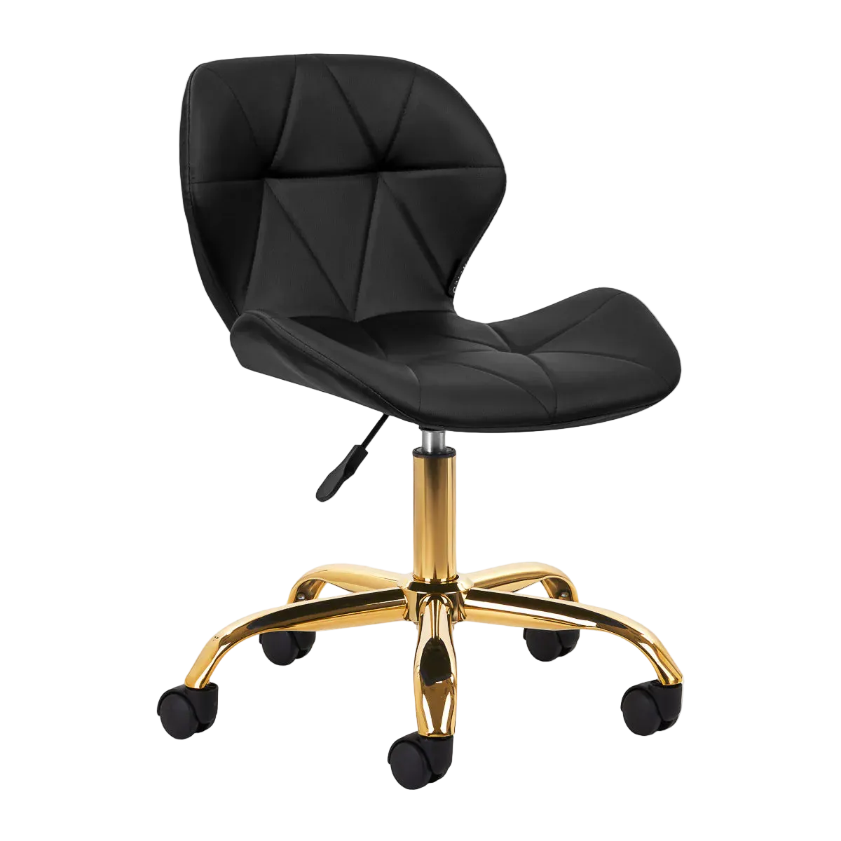 Silla Ergonómica con Elevación a Gas, Base Dorada y Tapicería en Cuero Sintético para Salones de Belleza y Uñas