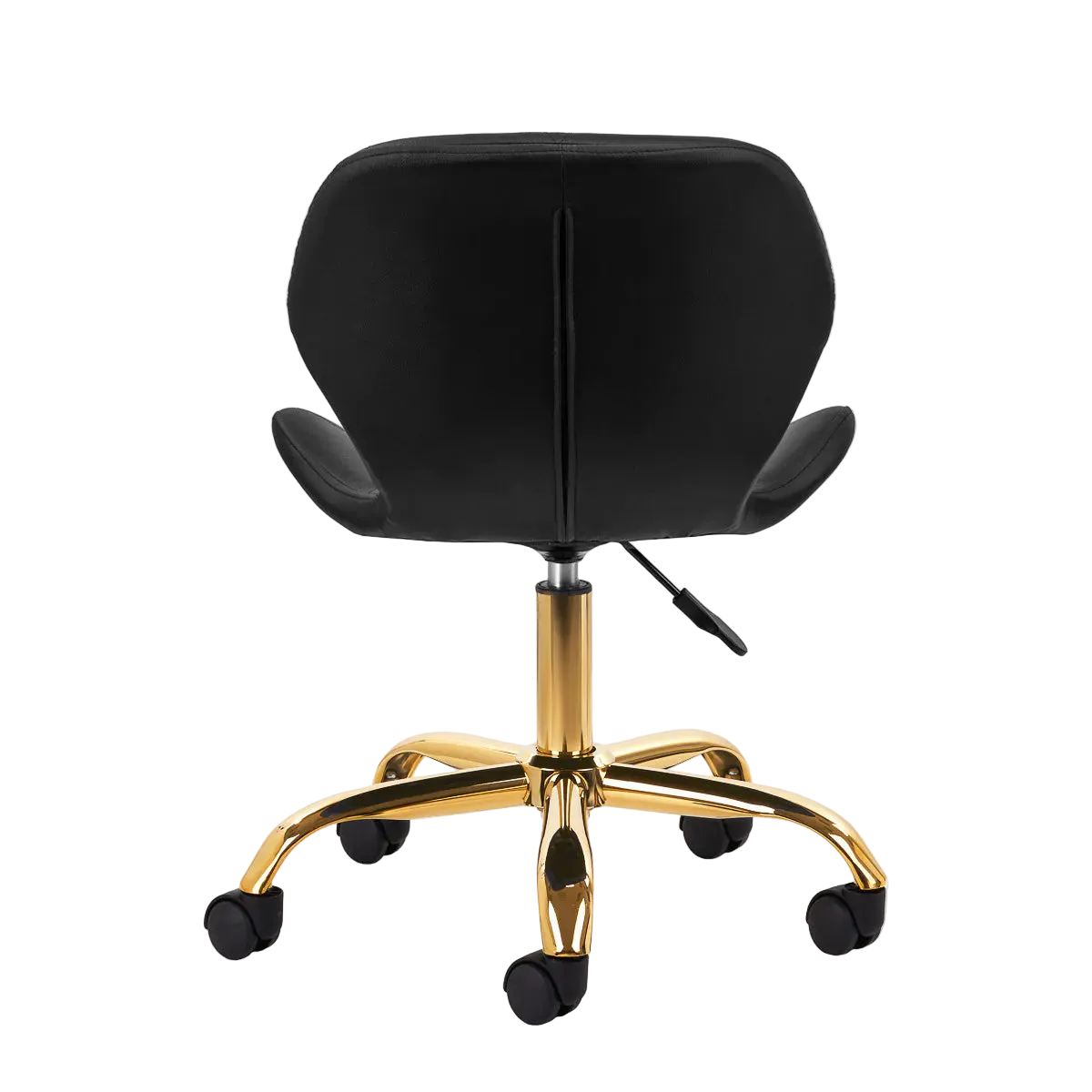 Silla Ergonómica con Elevación a Gas, Base Dorada y Tapicería en Cuero Sintético para Salones de Belleza y Uñas