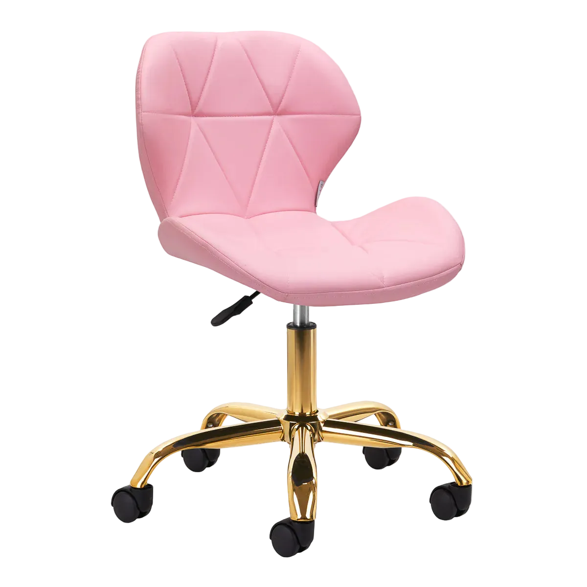 Silla de Estética Ergonómica con Elevación a Gas, Base Dorada y Tapicería en Cuero Sintético para Salones de Belleza y Uñas