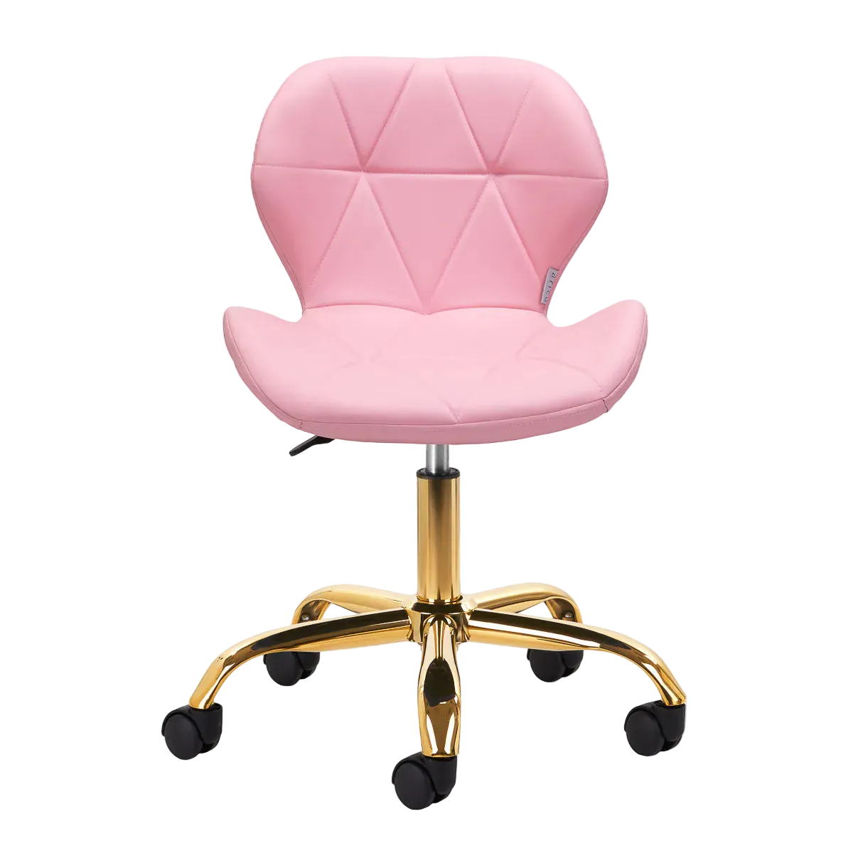 Silla de Estética Ergonómica con Elevación a Gas, Base Dorada y Tapicería en Cuero Sintético para Salones de Belleza y Uñas