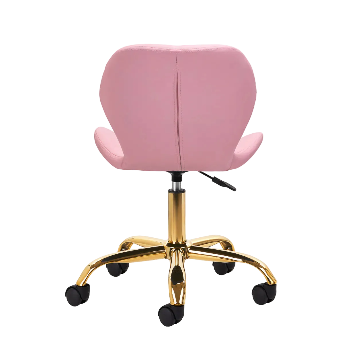 Silla de Estética Ergonómica con Elevación a Gas, Base Dorada y Tapicería en Cuero Sintético para Salones de Belleza y Uñas