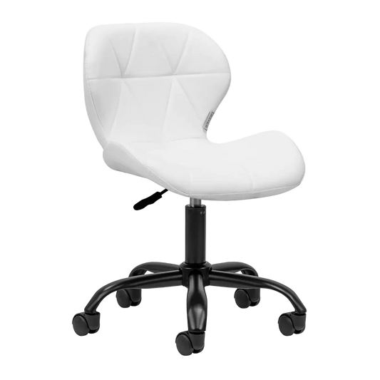 Silla de estética ajustable QS-06B blanca con base negra