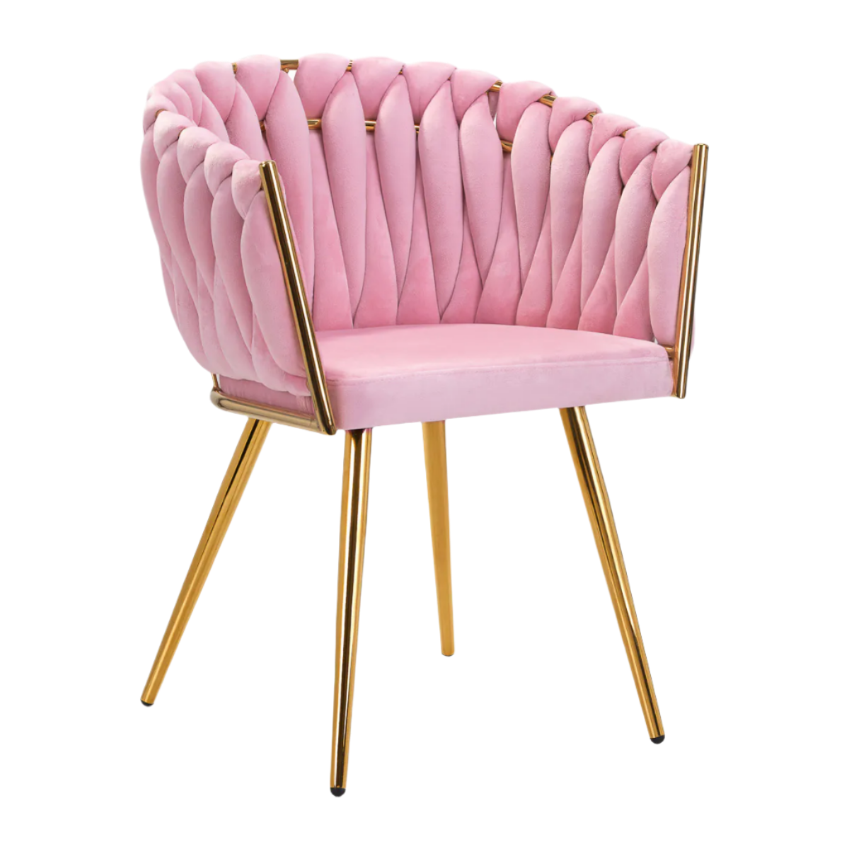 Silla terciopelo rosa con patas doradas