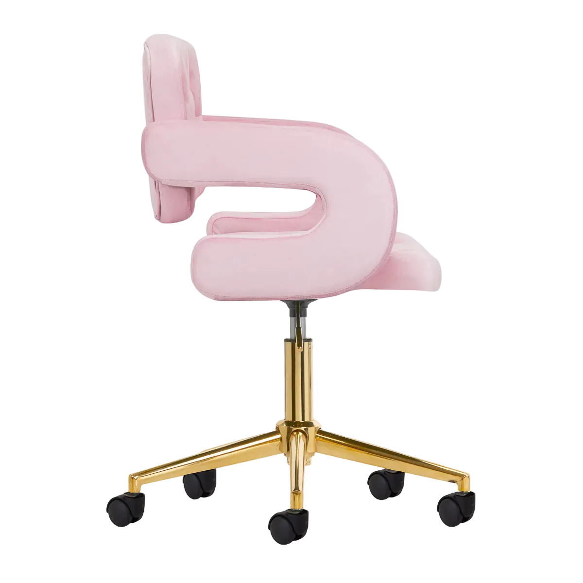 Chaise réglable en velours avec vérin à gaz et rotation à 360º