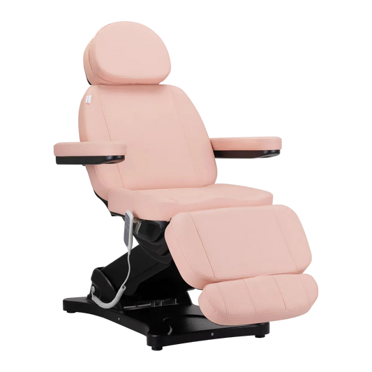 Camilla eléctrica Classic para estética de 3 motores tapizado rosa, base negra