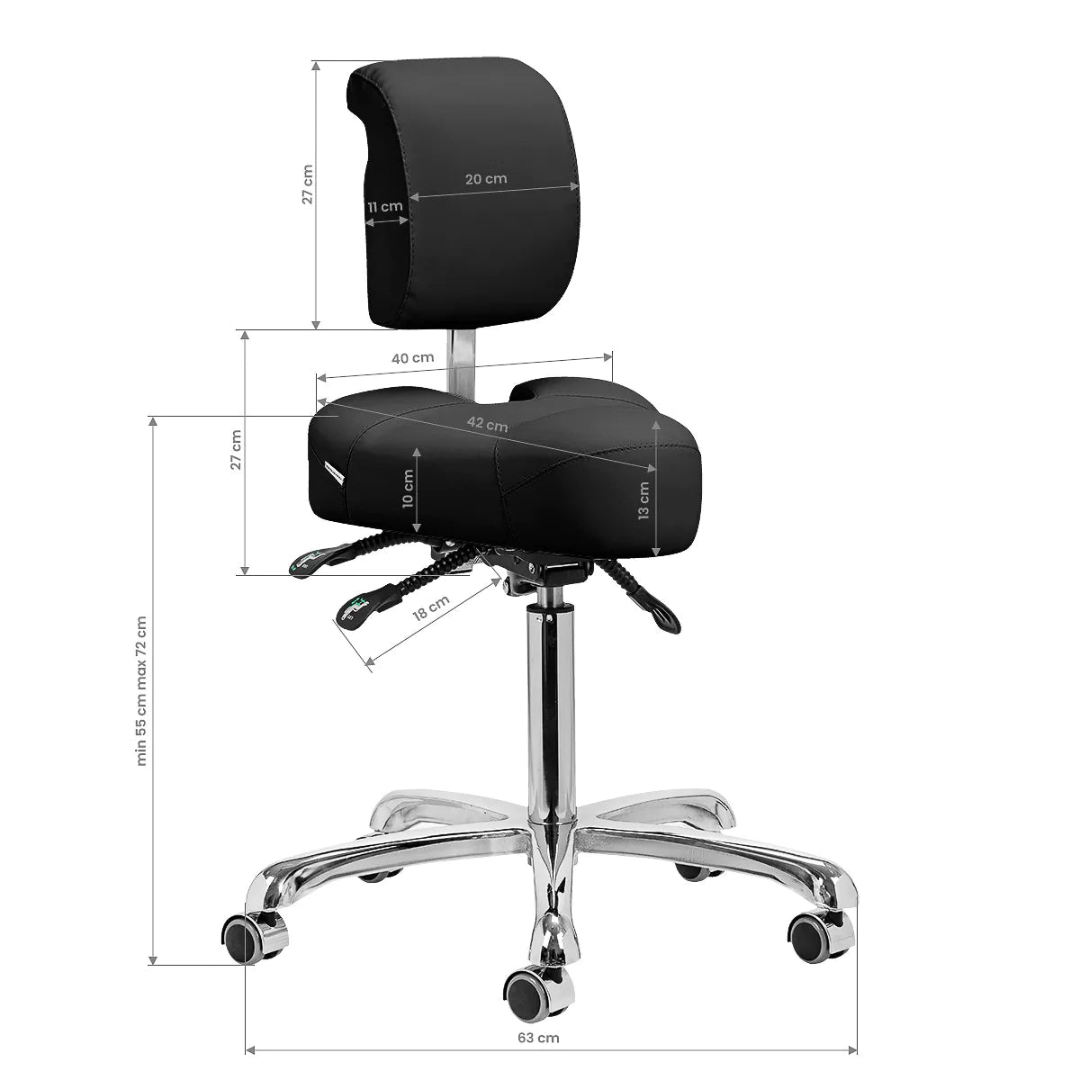 Podiatric chair with 5-wheel base
