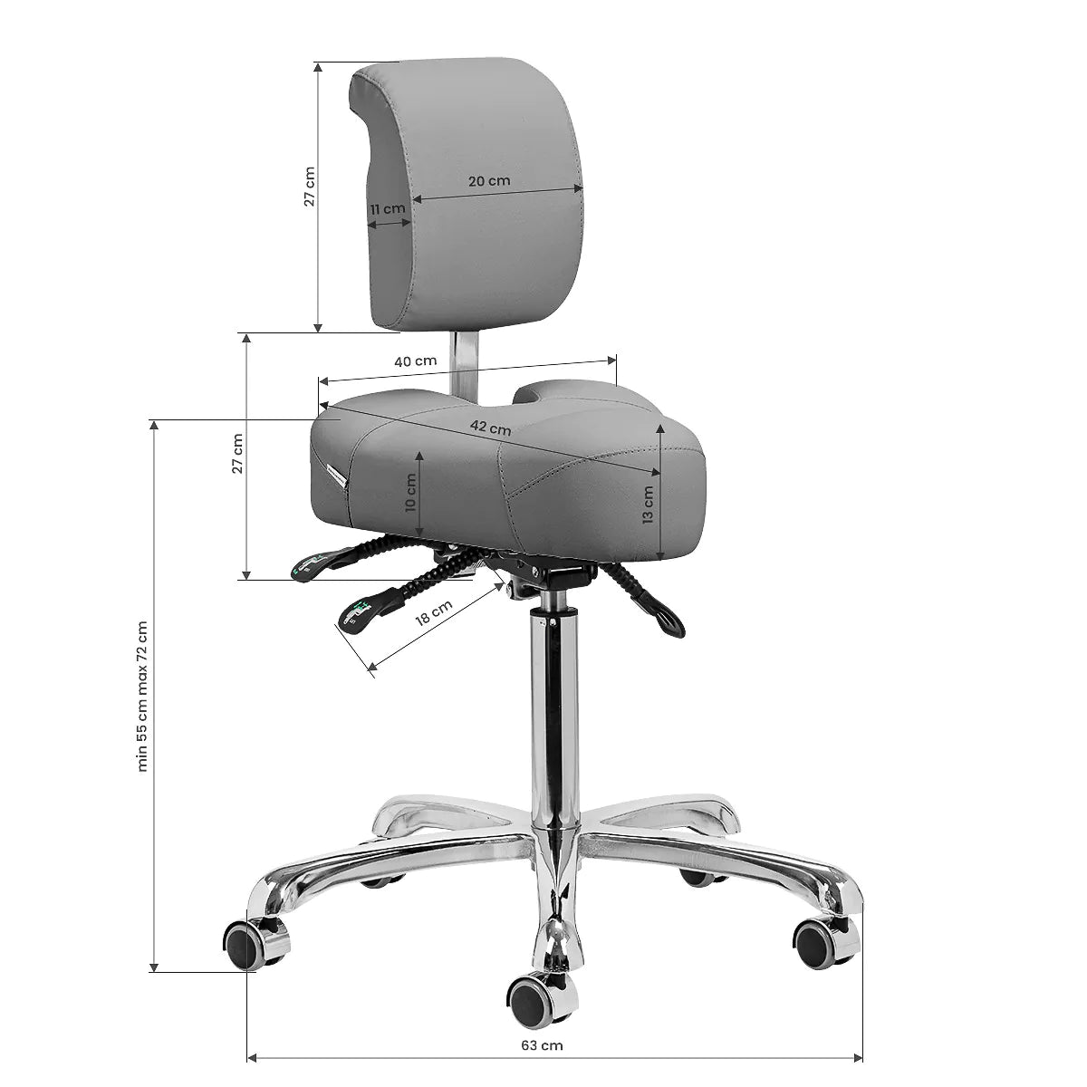 Podiatric chair with 5-wheel base