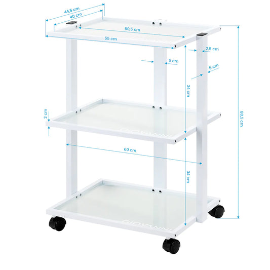 Carrito auxiliar estética con soporte para lámpara, mod. E40