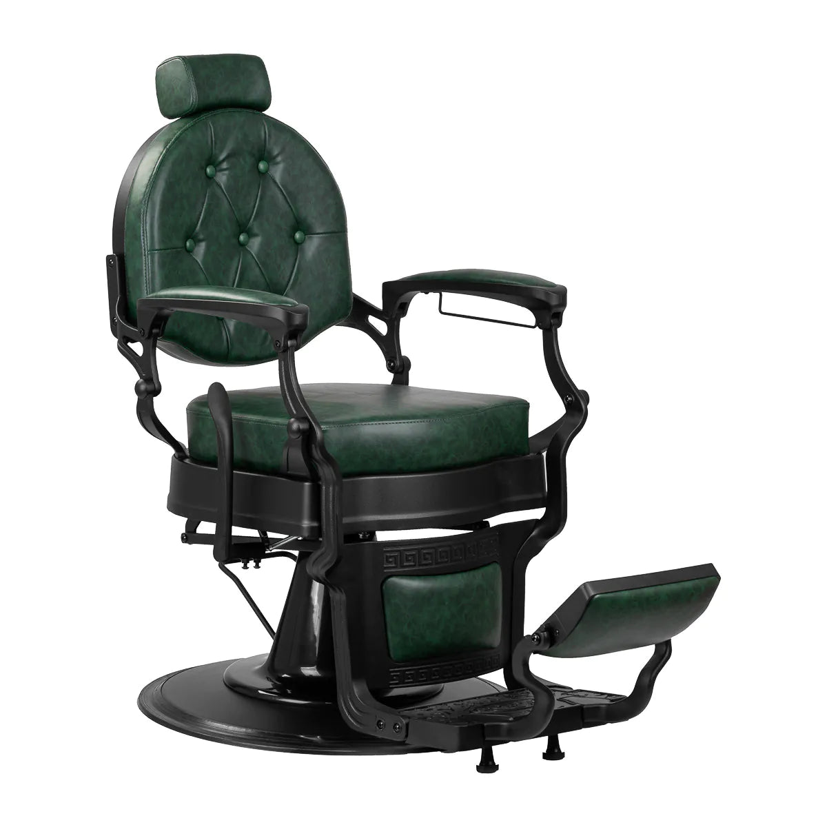 Sillón de Barbería Gabbiano President Elegante | Altura Hidráulica y Respaldo Reclinable Verde Vintage
