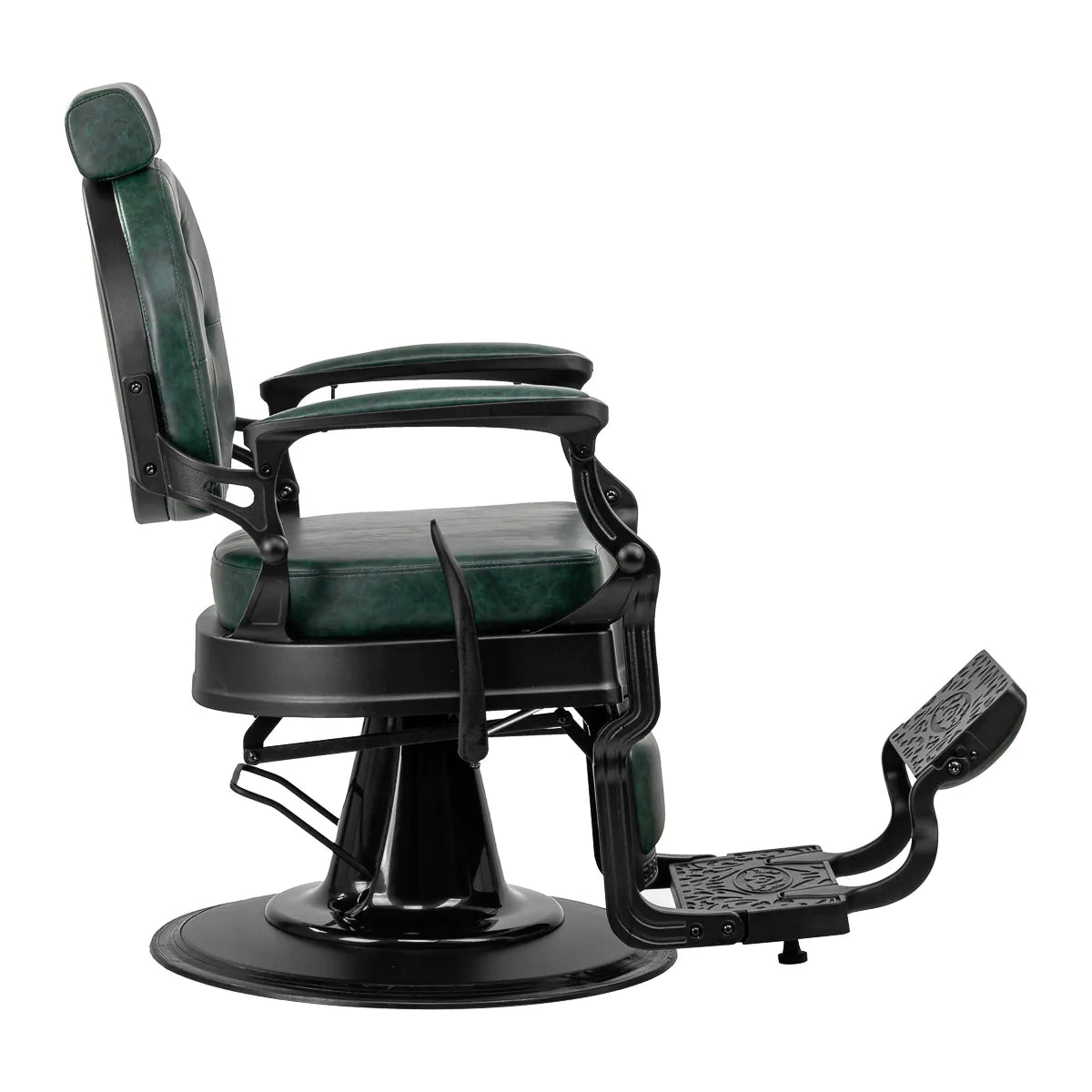 Sillón de Barbería Gabbiano President Elegante | Altura Hidráulica y Respaldo Reclinable Verde Vintage
