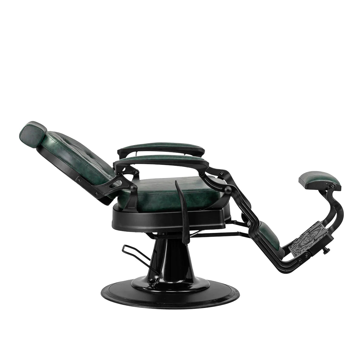 Sillón de Barbería Gabbiano President Elegante | Altura Hidráulica y Respaldo Reclinable Verde Vintage
