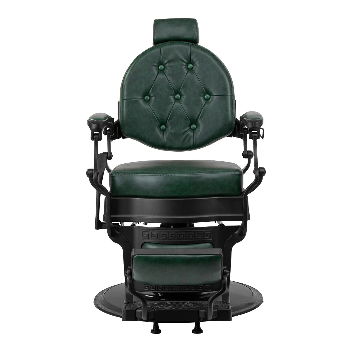 Sillón de Barbería Gabbiano President Elegante | Altura Hidráulica y Respaldo Reclinable Verde Vintage