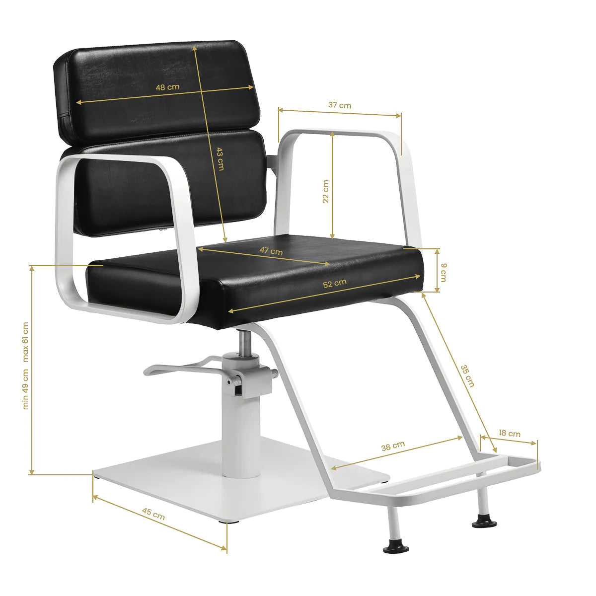 Fauteuil de coiffure Gabbiano Porto blanc noir