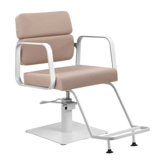 Sillón de peluquería Porto beige y blanco