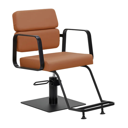 Sillón de peluquería Porto negro y naranja