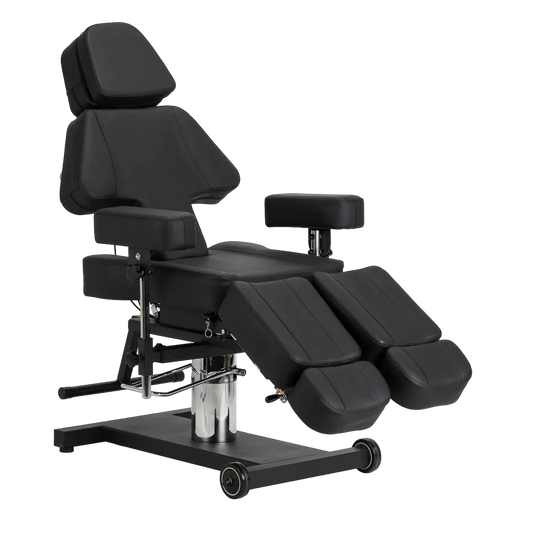 Sillón de Tatuaje Hidráulico Regulable PRO INK 605 | Ergonomía Profesional, Giro de 360° y Reposapiés Dividido