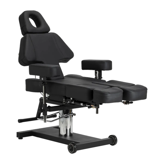 Sillón de Tatuaje Hidráulico Regulable PRO INK 605 | Ergonomía Profesional, Giro de 360° y Reposapiés Dividido