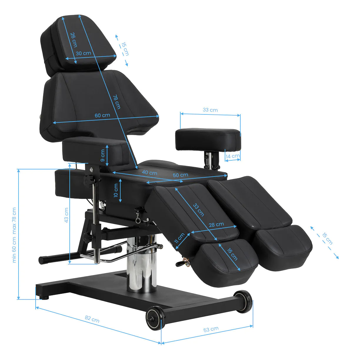 Sillón de tatuaje hidráulico, mod. 605