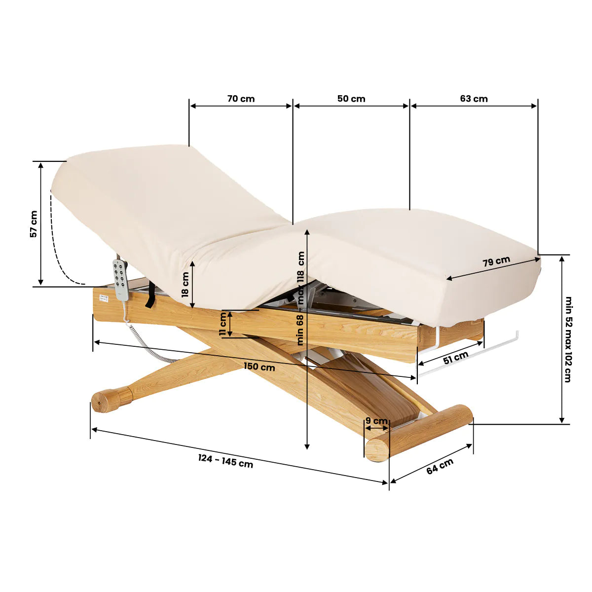 Camilla eléctrica Siesta SPA con base de madera